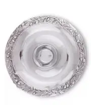Arthur Court Sand-Cast Olive Pattern Aluminum Large Chip and Dip Tray
