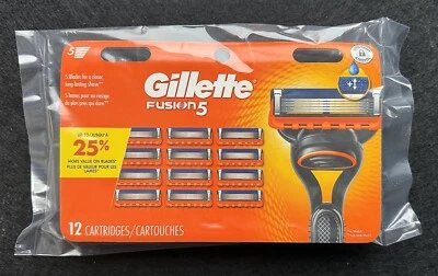 Gillette Fusion5 Razor Blade Refills – 12 Cartridges – NEW Sealed!
