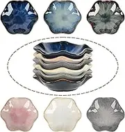 Ceramic Dipping Bowls Set of 6, Flower Reactive Glazed Small Condiment Finger Bowls for Sushi and Soy Sauce