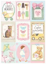 Stamperia Rice Paper Sheet A4-Small Cards, Day Dream - 6 Pack