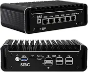 SJRC Firewall Micro Appliance, Fanless Mini PC Quad Core N100, OPNsense Hardware, 6 Port i226-V 2.5G LAN, AES-NI, TF Slot, Type-C, Windows, Linux, Barebone, NO DDR5 RAM NO NVME SSD