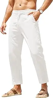 [COOFANDY] Men's Slim Fit Casual Pants Stretch Elastic Waist Cotton Linen Tie Dye Fashion Pants with Pockets
