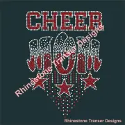 Cheer Mom- Iron on Rhinestone Transfer Hot Fix Bling Motif