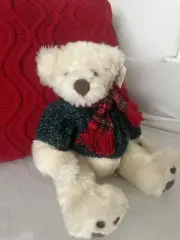 Russ Berrie Bundles Teddy Bear 13" Plush Beige Stuffed Animal Toy Winter Scarf