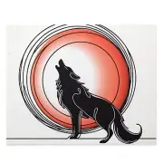 Puzzle 500-Piece Wolf Howling Neon Red Moon Art Minimalism NEW Animal Simple