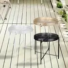 Iron Outdoor Side Table End Table Waterproof Small Modern Metal Removable Tray