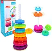 Peeokuo Baby Spin Stack Toy,Premium Stacking Toy for Kids,Baby Spinning Toy,Stacking Toy for Babies and Toddlers,Educational Toddler Learning Toys,Autism Spin Stack Toys,Rainbow Spinning Wheel Toys
