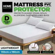 PVC Protector Cover Double Bed Mattress Waterproof Fitted with Elastic 130x190cm