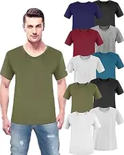 [Taiyin] 8 Pack Men's T Shirt Crew Neck Short Sleeve Bulk Soft Solid Tees Basic Quick Dry Slim Fit Undershirts for Men