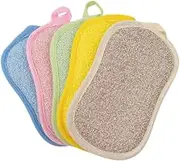 5-Pack Dual-Sided Dish Sponges – Non-Scratch Scrub Sponge for Kitchen, Pots & Pans – Reusable, Durable & Lint-Free Cleaning Sponge with Hanging Loop (16x9.5cm) – Blue, Yellow, Pink, Green，Brown