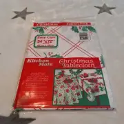 Sealed Vintage Christmas Holiday Winter Vinyl Tablecloth Rectangle 54X72 Holly