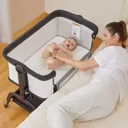 Baby Bassinet, 3 in 1 Bassinet Bedside Sleeper with Washable Soft Mattress and S
