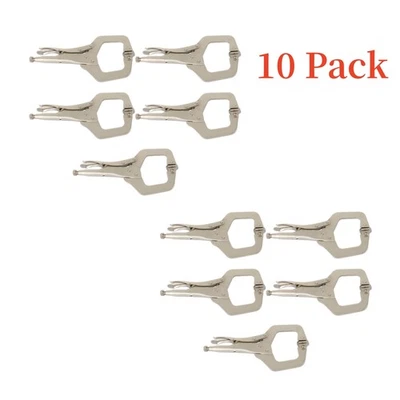 10 Pack 11" Locking C Clamp Adjustable Pliers Grip With Swivel Pad Vise Jaws