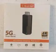Mirascreen 5G Wireless Wifi Dongle, 4K UHD HDMI Wireless Display Receiver New