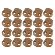 40Pcs 5mm Plastic Cord Locks Double Hole Spring Toggle Stopper, Coffee