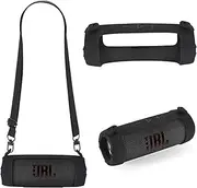 Carrying Silicone Cover Case Compatible with JBL Flip 7 Portable Wireless Bluetooth Speaker (Black)