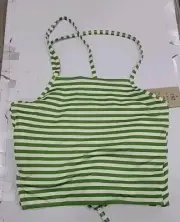 New ALBION Switchback Crop Sage/Cream Stripe Size Medium