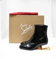 NIB Christian Louboutin Black DONNA 40 PATENT Leather DISCO BALL Ankle Boots 995