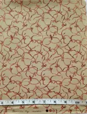 "Bianca" Mauve Ribbons and Bows On Tan BTY Moda Fabrics Cotton Quilt Sew Craft