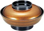 [A] New Hirowa-don (Small) Black with Gold Pear Surface Brim | Simmering Bowl [6.9 x 3.8 inches (17.6 x 9.8 cm) (440cc)]