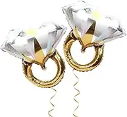 2Pcs Diamond Ring Balloons，Diamond Ring Balloons Engagement Decorations Anniversary Bridal Shower for Romantic Wedding Bridal Shower Anniversary Engagement Party Decoration