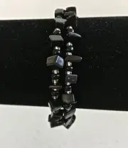 Memory Wire Black Beaded Bracelet