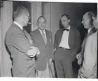 Wage Stabilization Board Chairman Nathan Feinsinger talks reporters- 1952 Photo