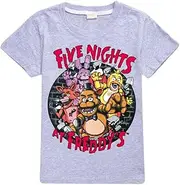 [HERSE] Five Nights at Freddy's Kids Unisex T-Shirt 100% Cotton (12, Grey)