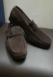 950$ Salvatore Ferragamo mens espresso suede loafer/shoes sz:US 8/41 EU