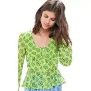 URBAN OUTFITTERS ☆ Floral Mod Button Front Peplum Top ☆ Size Small ☆ NWT $129