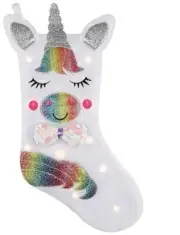 Unicorn Christmas Stocking w/ LED Lights Cute Girls Free Ship New