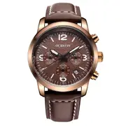 Fashion Men Quartz Wristwatch Luxury Pointers Leather Straps Sport Watch