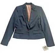 Anne Klein Midnight Sky Navy Blue Women's Suit Blazer Coat Jacket Pocket 4P NEW