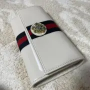 Gucci Long Wallet Bifold white sherry tiger unused mint gift From Japan Rare