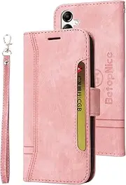 [YBFJCE] Samsung Galaxy A34 Wallet Case,PU Leather Folio Kickstand Card Slots Cover for Samsung Galaxy A34,Book Folding Flip Case,Protective Cover for Samsung Galaxy A34,Pink