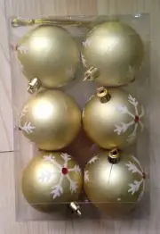 NIP 6 Xmas Matt Gold/Red Stones Embellishment Hanging Tree Baubles North Star