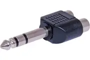Dynalink 2 RCA Female To 6.35 Stereo Plug Adapter RCA lead TRS Insert Lead