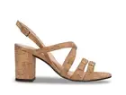 Women vegan heel sandals natural cork slingback with ankle strap buckle open toe