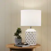 Oriel Lighting CASBAH Moorish Cut Ceramic Table Lamp in White