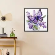 5D DIY Full Round Drill Diamond Painting Lavender Butterfly Home Decor 30x30cm A