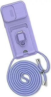 Mobile Phone Chain Case Compatible with Samsung Galaxy S24 Ultra, Sliding Camera Protection + Card Holder Case with Camera Slider, Mobile Phone Case, Silicone TPU Cover for Hanging, Protective Case