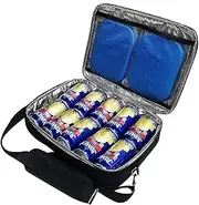 Red Suricata Insulated Slim Cooler - Thin, Flat Cooler Lunch Bag Fits 10 Drink Cans - 2 Slim Reusable Ice Packs Included - The Ultimate Cooler Bag for Beer, Hideaway Inside Backpack