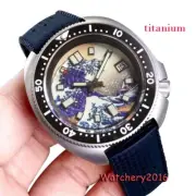 44mm 20ATM Tandorio Automatic Titanium Diving Japan NH35A Wave Dial Mens Watch