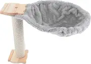 Abaodam 1 Set Cat Tree Hammock Spoon-Shape Bed Lint Covered Kitten Bed Fluffy Cat Bed Replacement with Post Ensures Comfort for Cats