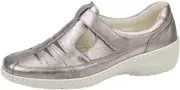 Waldlaufer Kya Marakesch Ladies Wide fit Pewter Leather Leather-Lined T-Bar Shoe