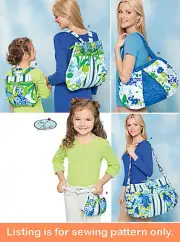 SEWING PATTERN Sew Womens Girl Handbag Tote Purse Large Diaper Bag Backpack 1824