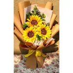 花束 3 朵向日葵精美藝術紙花 + 要求紙包