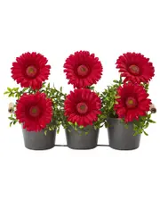 Nearly Natural Gerbera Daisy Artificial Arrangement in Trio Metal Vase