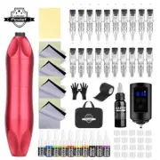 Professional Rotary Tattoo Machine Gun Kit Ink Power Supply Cartridge Needles