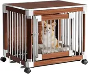 Dog Crate Furniture, Dog Kennel Indoor, Sturdy Wooden Dog Crate End Table Easy Assembly With Detachable Tray And 360° Silent Wheels For Small Dogs, Medium Dogs, Large Dog(Brown,M)